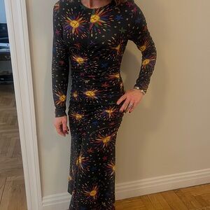 Farm Rio Sun and Stars Black Maxi Dress